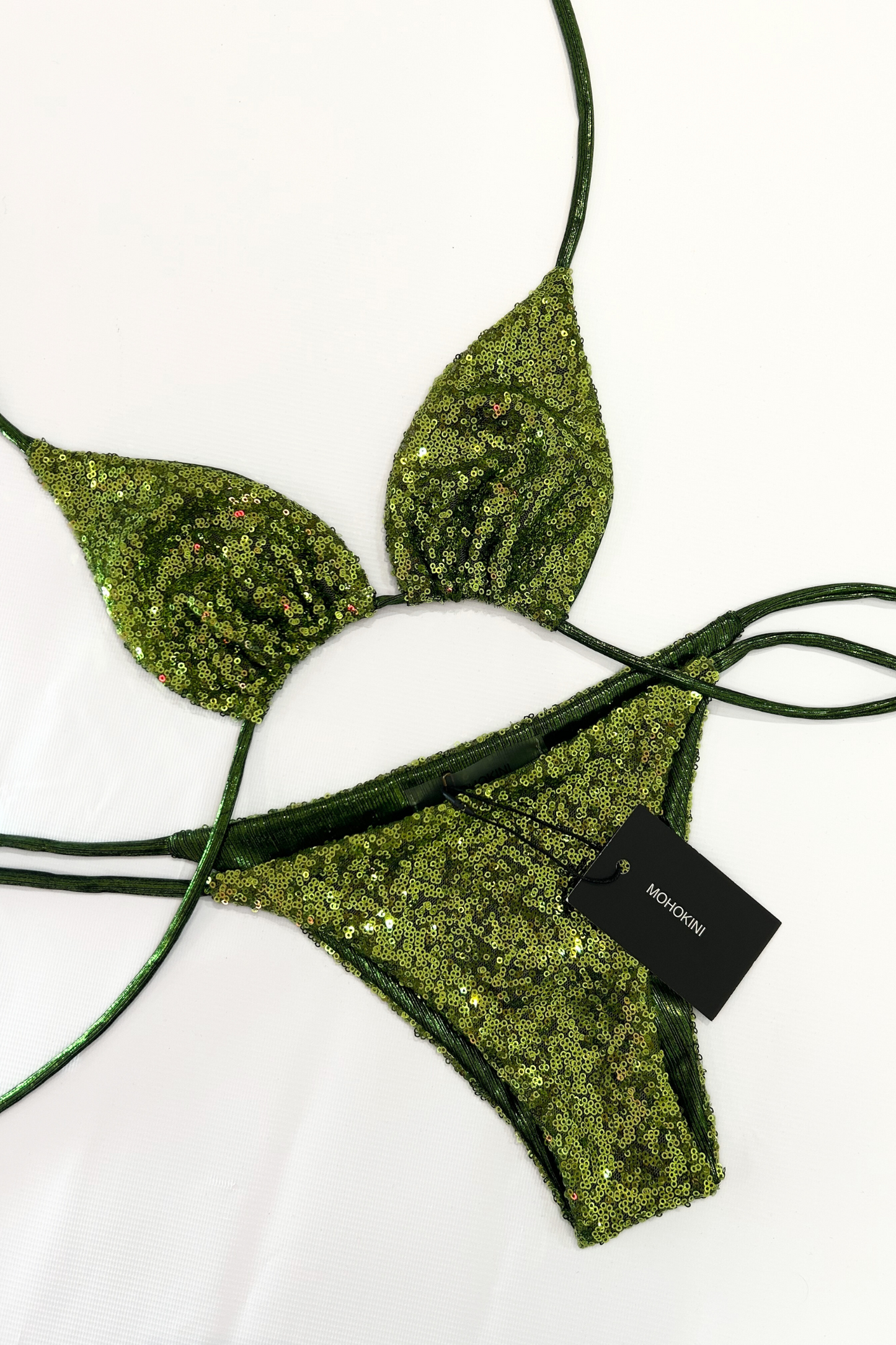 FLORA TRIANGLE BIKINI - LIME SEQUIN