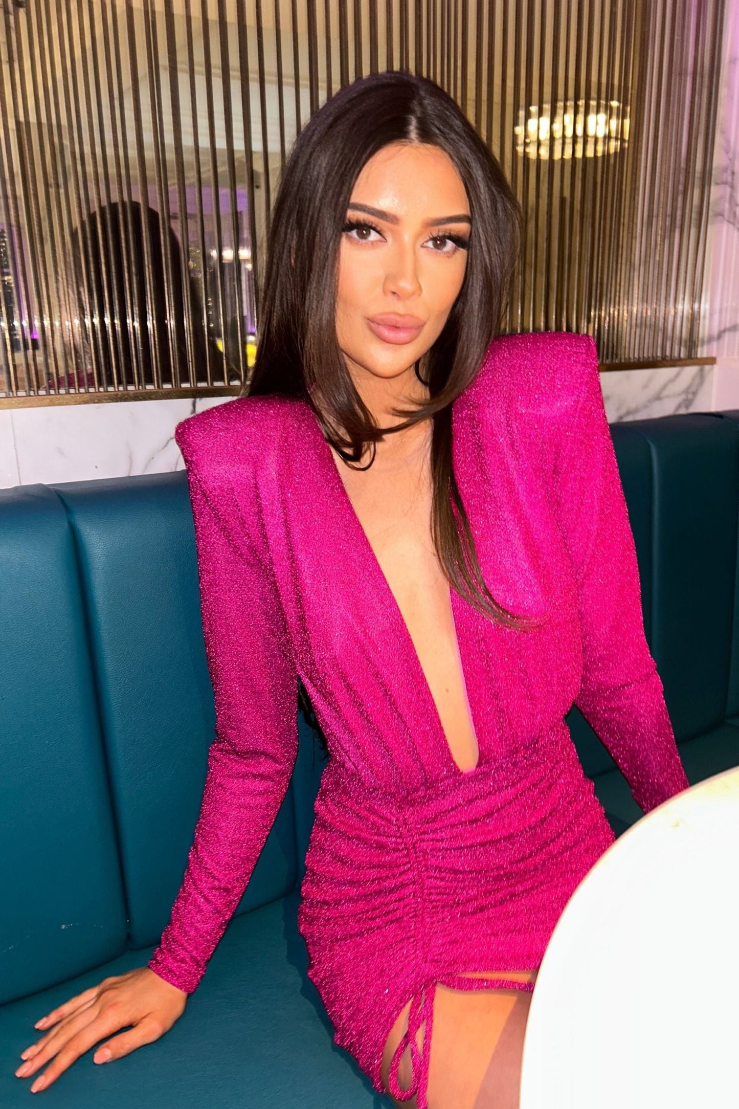 GINA SHOULDER PAD DRESS - SPARKLE