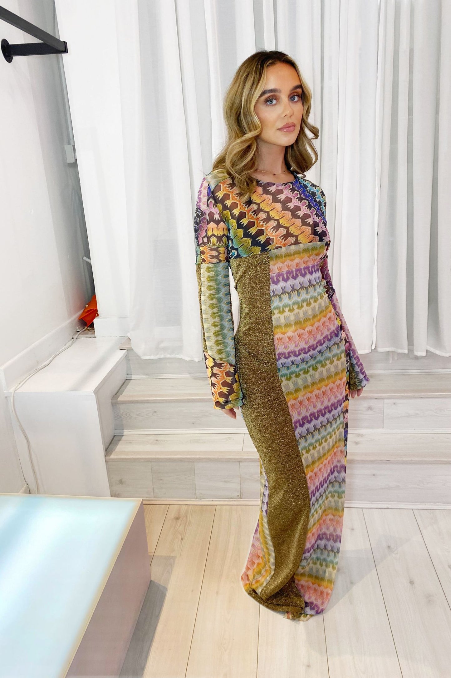 KATRINA MAXI BACKLESS FLARED SLEEVE DRESS - MAMBO MIX