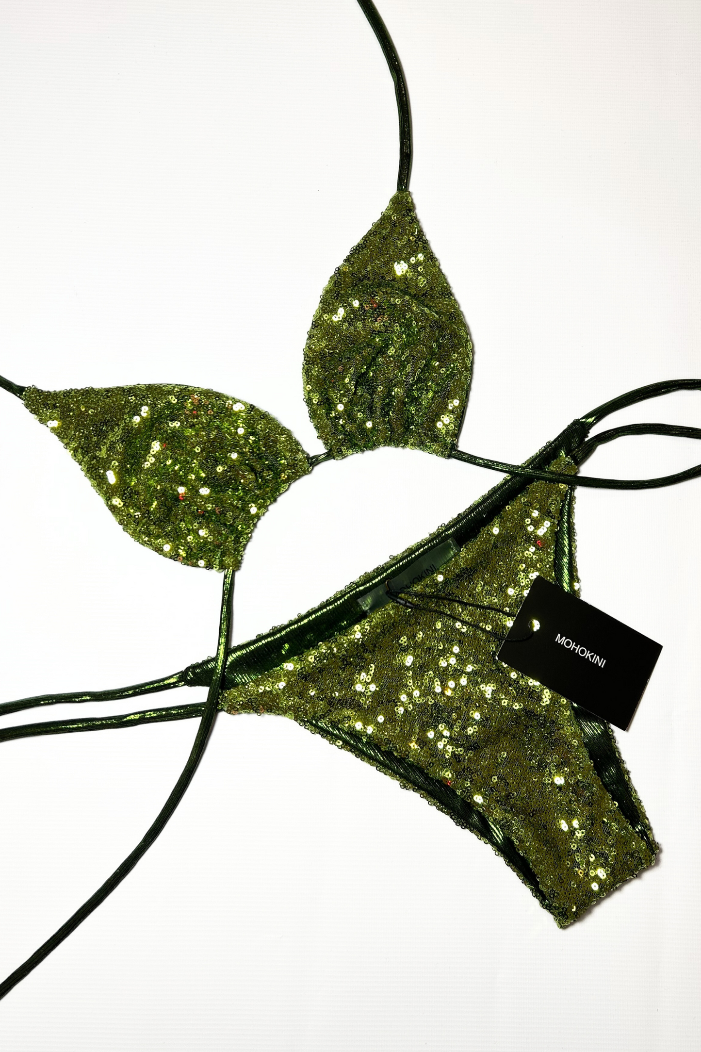 FLORA TRIANGLE BIKINI - LIME SEQUIN