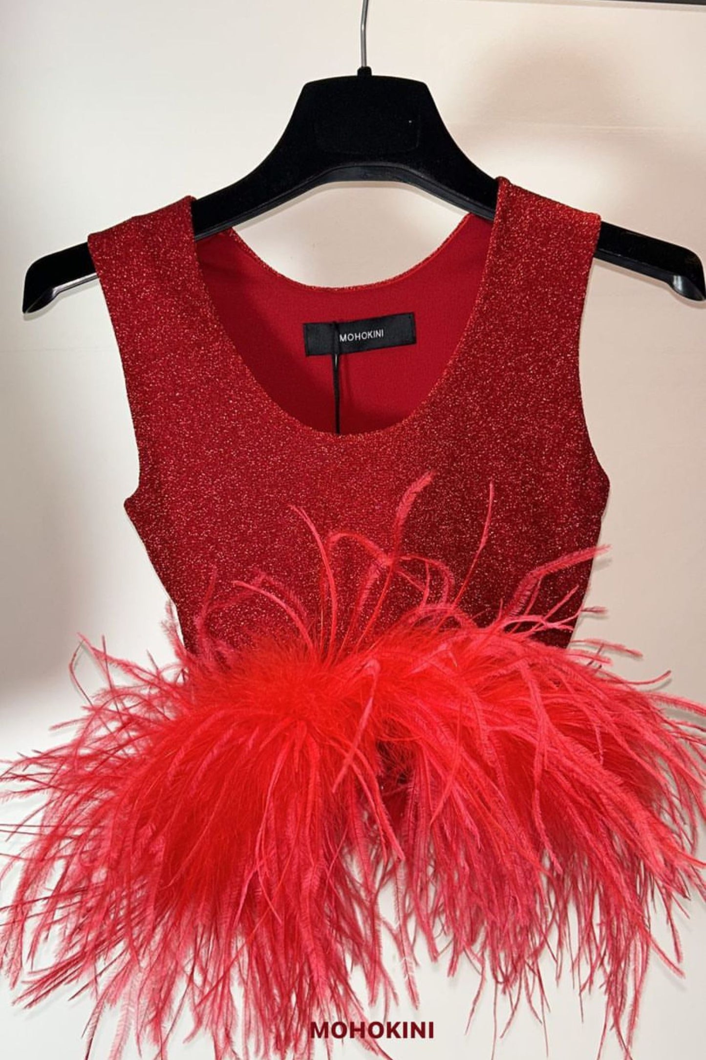 LIBERTY FEATHER TRIM TOP MINI FEATHER - RED