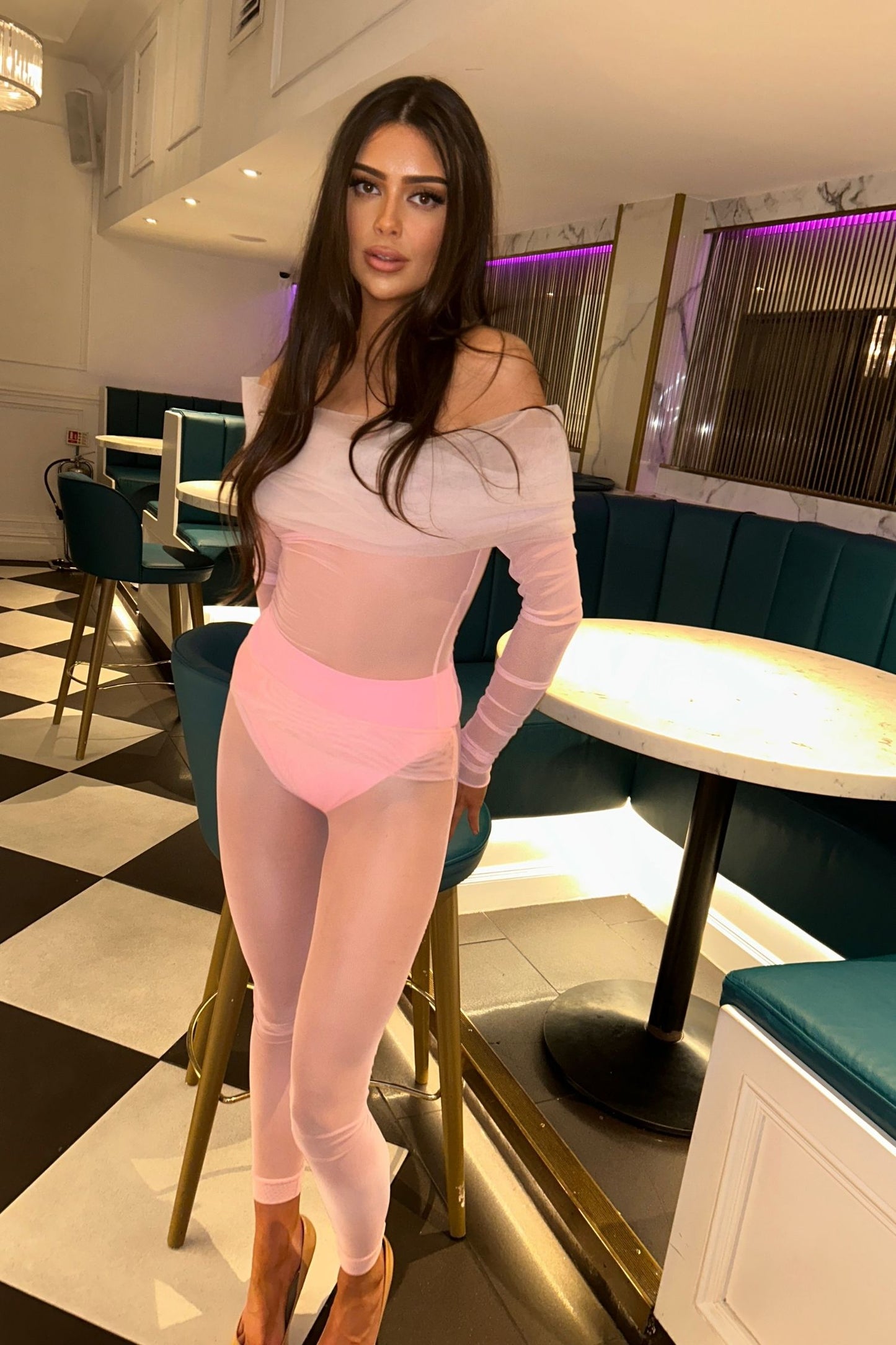 MOLLY MESH JUMPSUIT - BLUSH PINK