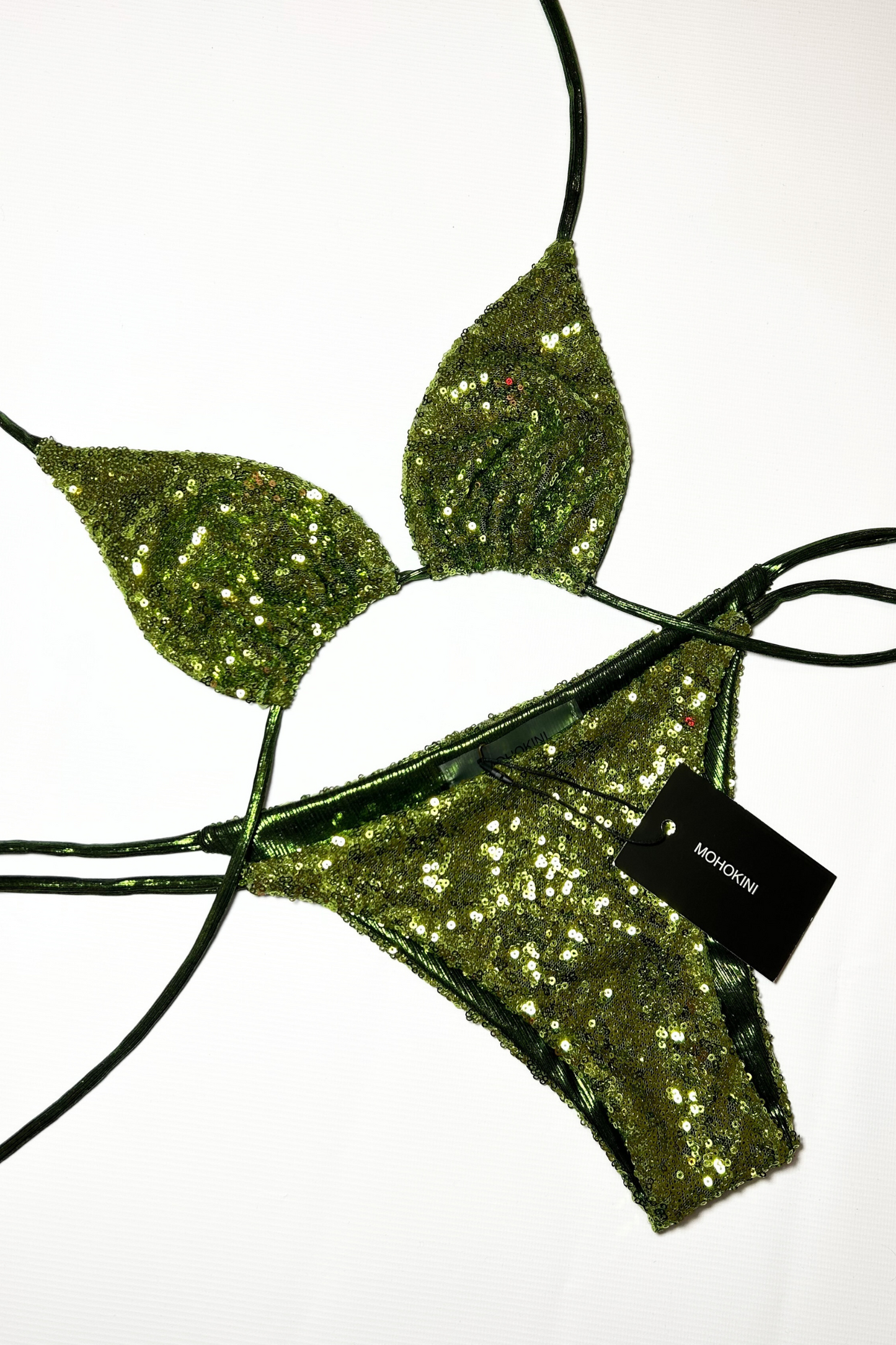 FLORA TRIANGLE BIKINI - LIME SEQUIN