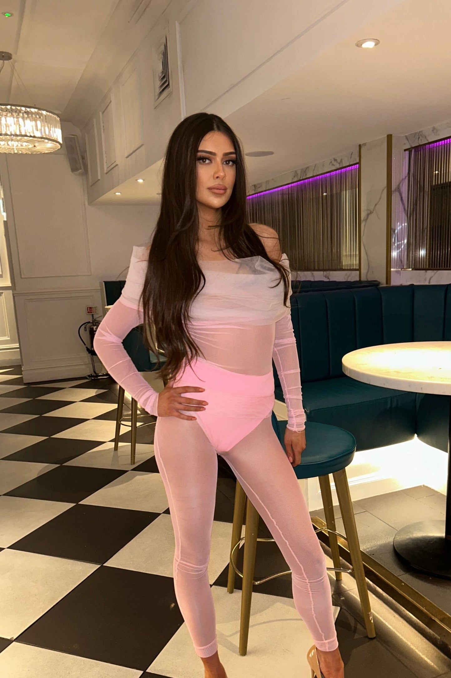 MOLLY MESH JUMPSUIT - BLUSH PINK