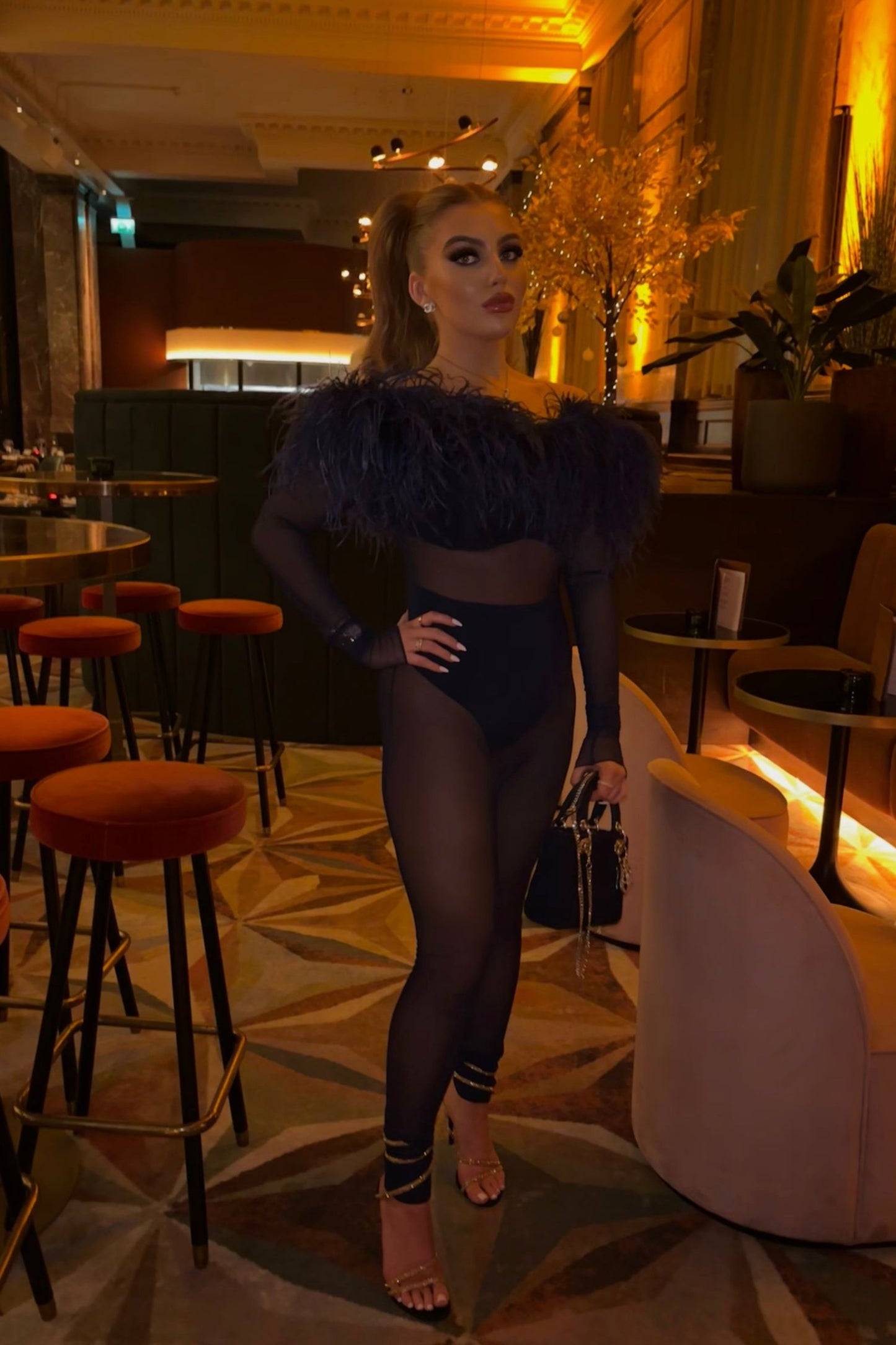 JORDANNA FEATHER JUMPSUIT - NAVY