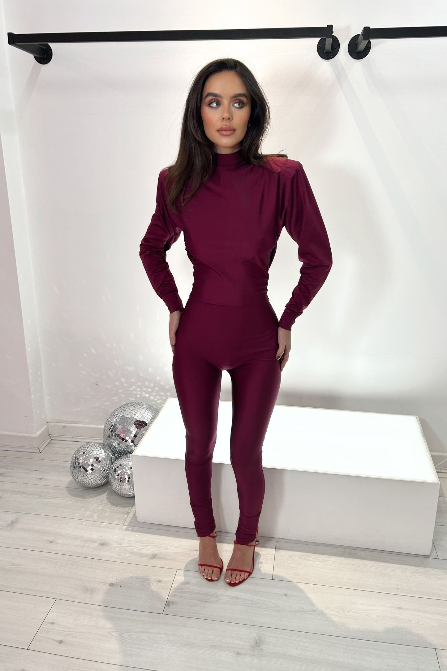 SIENNA COWL BACK JUMPSUIT - FINE WINE