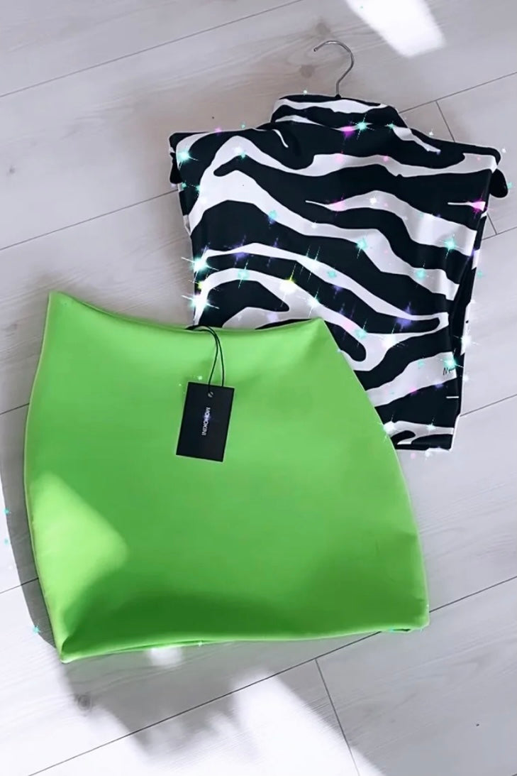 FINLEY X CANDICE LOW ARMHOLE SHOULDER PAD TOP  & ASSYMETRIC SKIRT