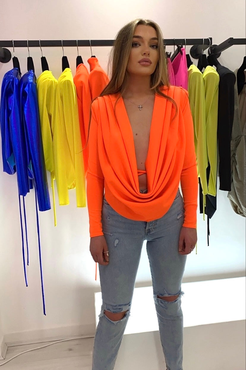 ANNA BACKLESS TOP NEON NEON ORANGE