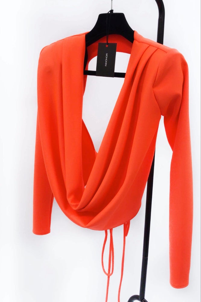 ANNA BACKLESS TOP NEON YELLOW VELOUR