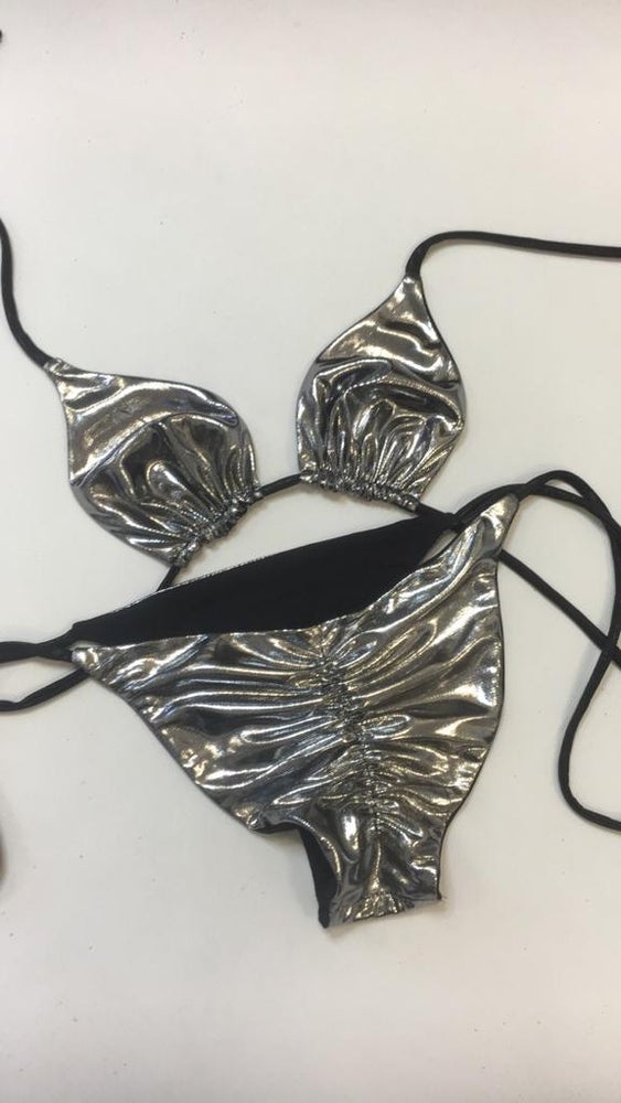 MICA • SCRUNCH BOTTOM BIKINI • SILVER FOIL