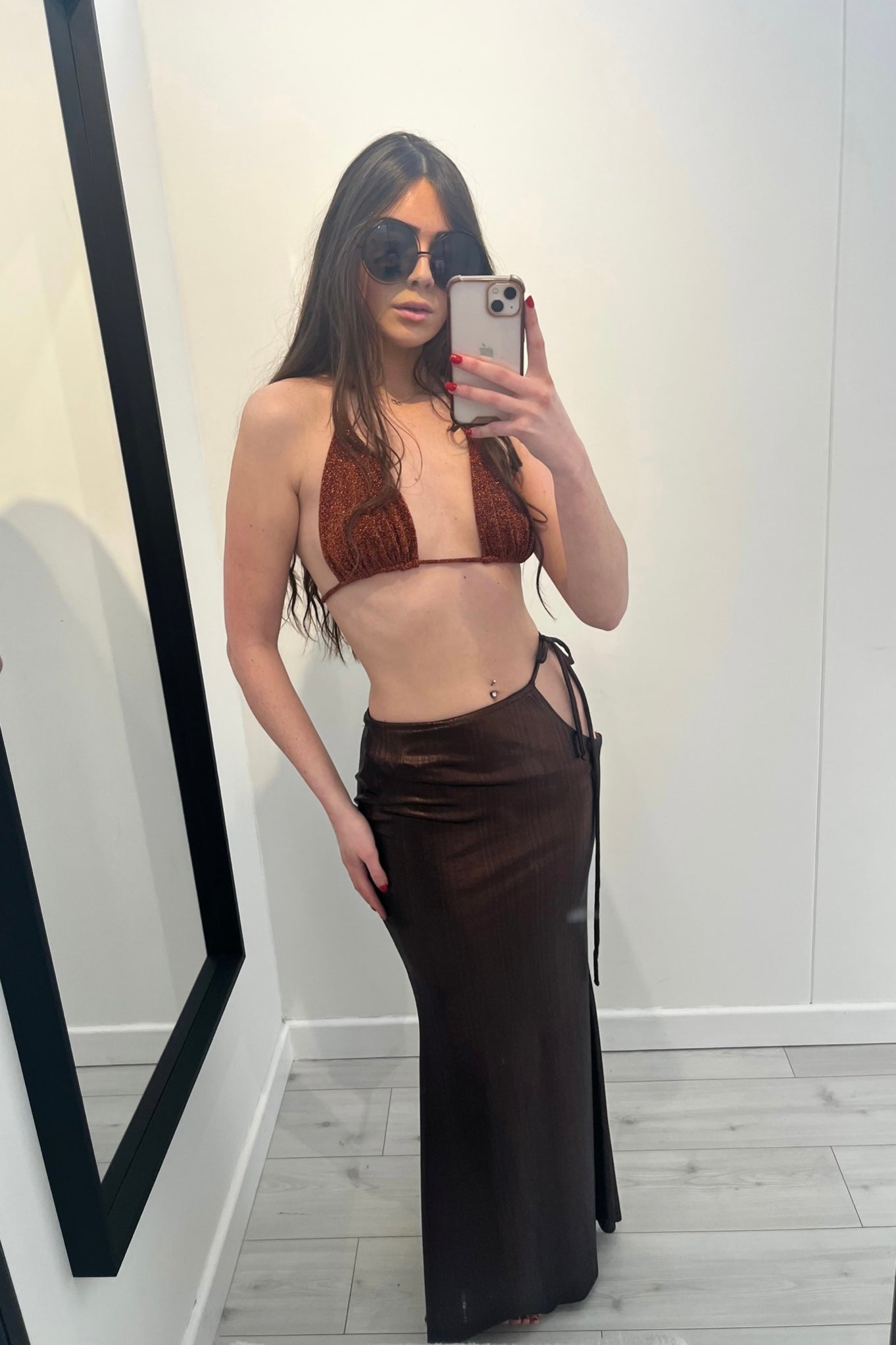 FIFI CUT OUT DETAL MAXI SKIRT - GLOSS