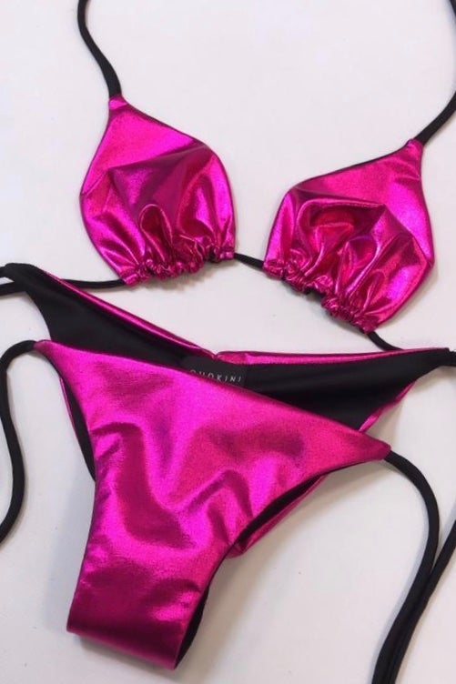MICA SCRUNCH BUM BIKINI - PINK METALLIC