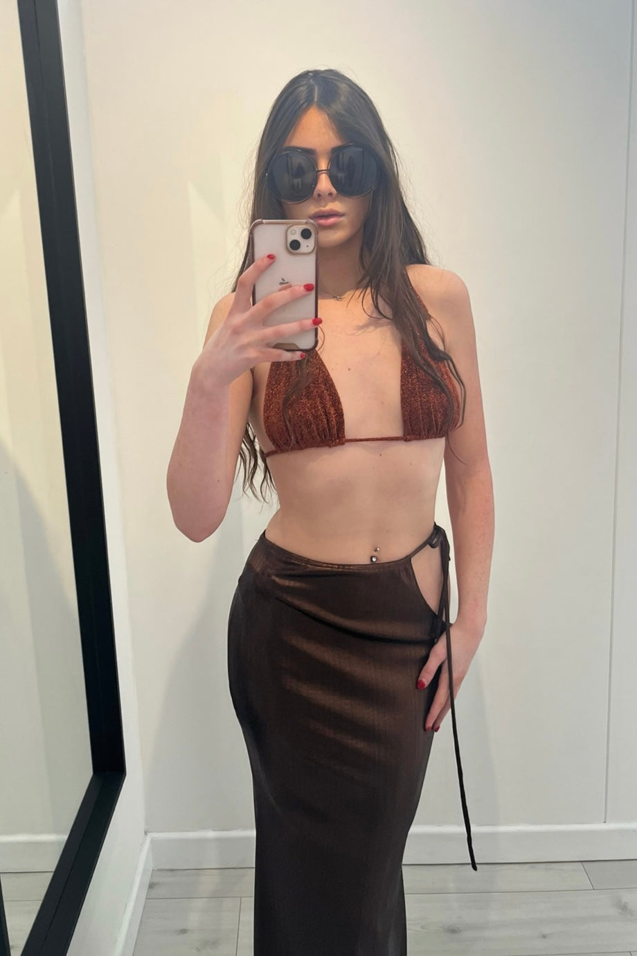 FIFI CUT OUT DETAL MAXI SKIRT - GLOSS