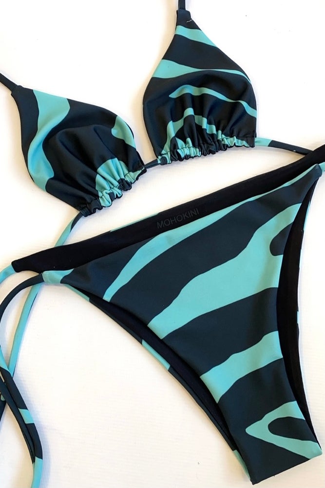 FLORA TRIANGLE BIKINI  MINT BLACK ZEBRA - SALE