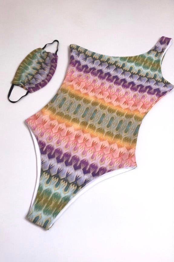 ARIA ONE SHOULDER SWIMSUIT - LIGHT MAMBO PRINT 0.917.