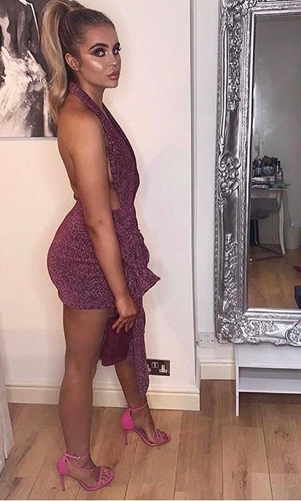 LAYLA HALTER MINI DRESS WITH SASH - SPARKLE