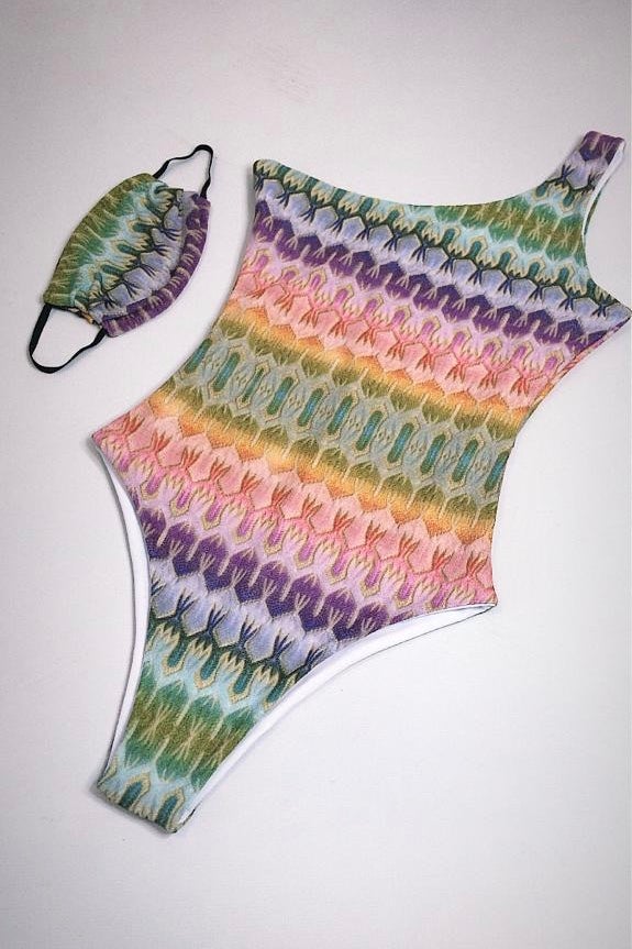ARIA ONE SHOULDER SWIMSUIT - LIGHT MAMBO PRINT 0.917.