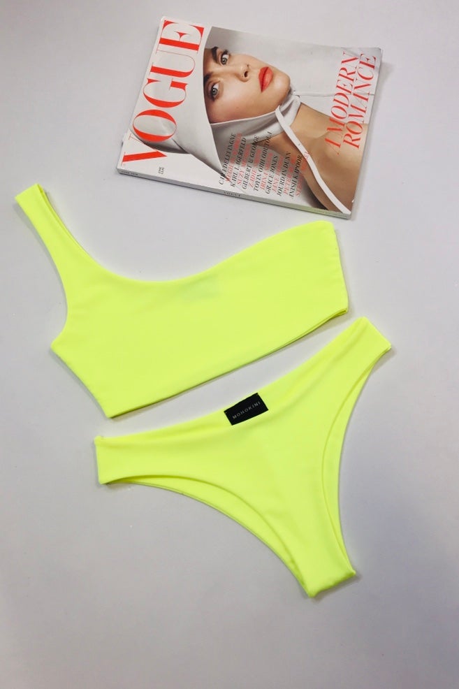 LEOMIE • ONE SHOULDER BIKINI • NEON YELLOW
