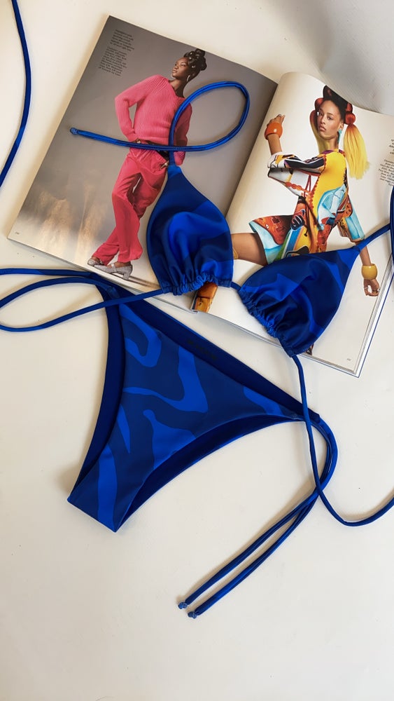 FLORA COBALT ZEBRA TRIANGLE BIKINI