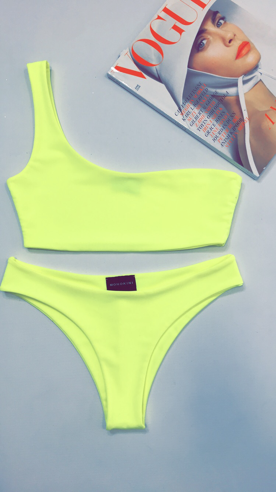LEOMIE • ONE SHOULDER BIKINI • NEON YELLOW