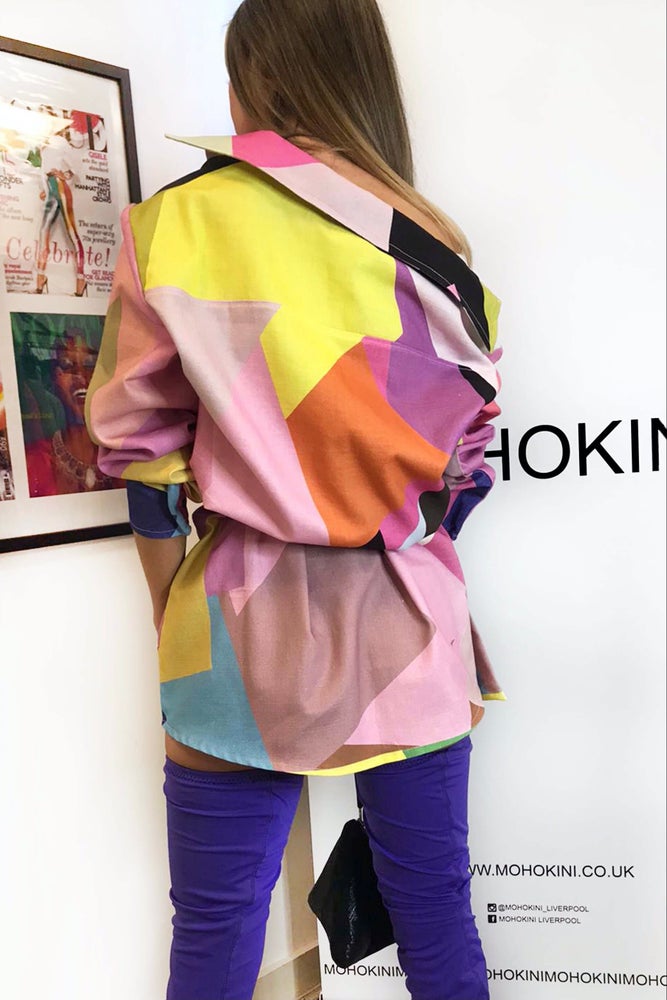 PHILIPPA OVERSIZED COLOUR BLOCK SHIRT DRESS - MIAMI LUXURY LINEN