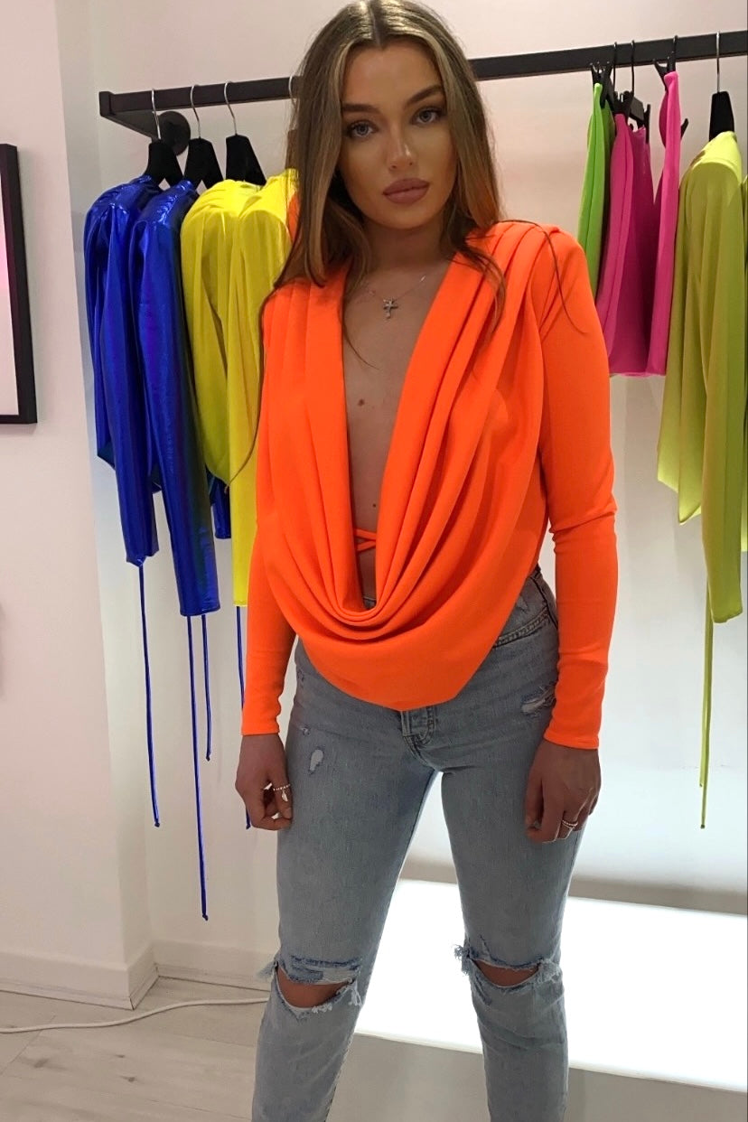 ANNA BACKLESS TOP NEON NEON ORANGE