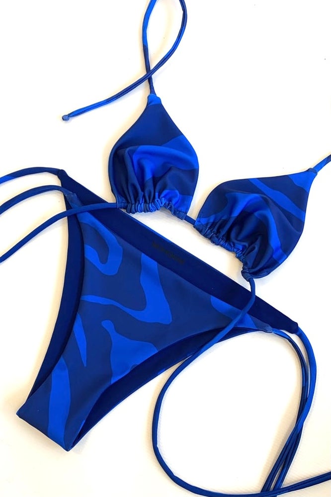 FLORA COBALT ZEBRA TRIANGLE BIKINI