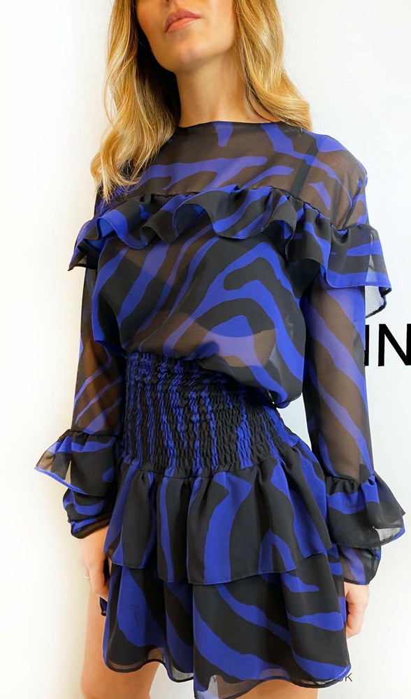 CLAUDIA • SKIRT & TOP CO-ORD • ZEBRA PRINT BLACK / NAVY