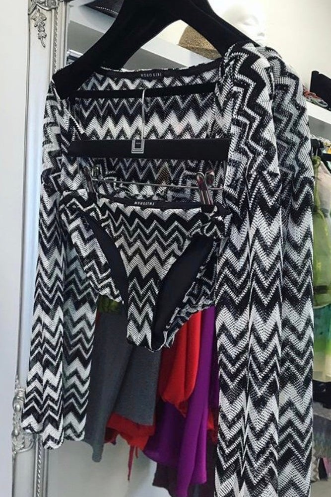 ARLISSA CROP AND BOTTOMS CO-ORD SET GLOSSY MONO