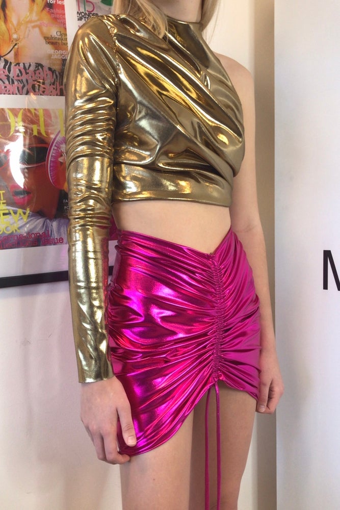 ISABELLA  • ONE SHOULDER TOP   • LIQUID GOLD