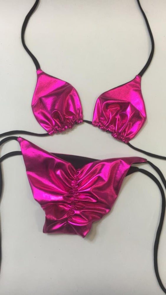 MICA • SCRUNCH BOTTOM BIKINI • PINK METALLIC