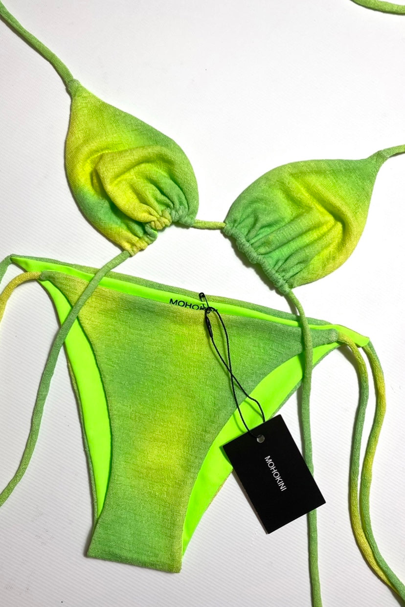 FLORA TRIANGLE BIKINI - LIME LEMON DIP DYE