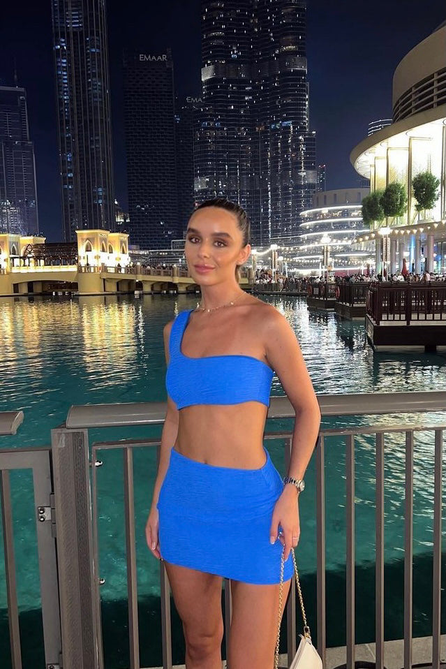 CINDY ONE SHOULDER TOP AND SKIRT SET