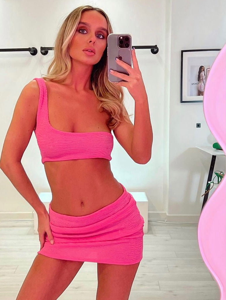 CINDY ONE SHOULDER TOP AND SKIRT SET