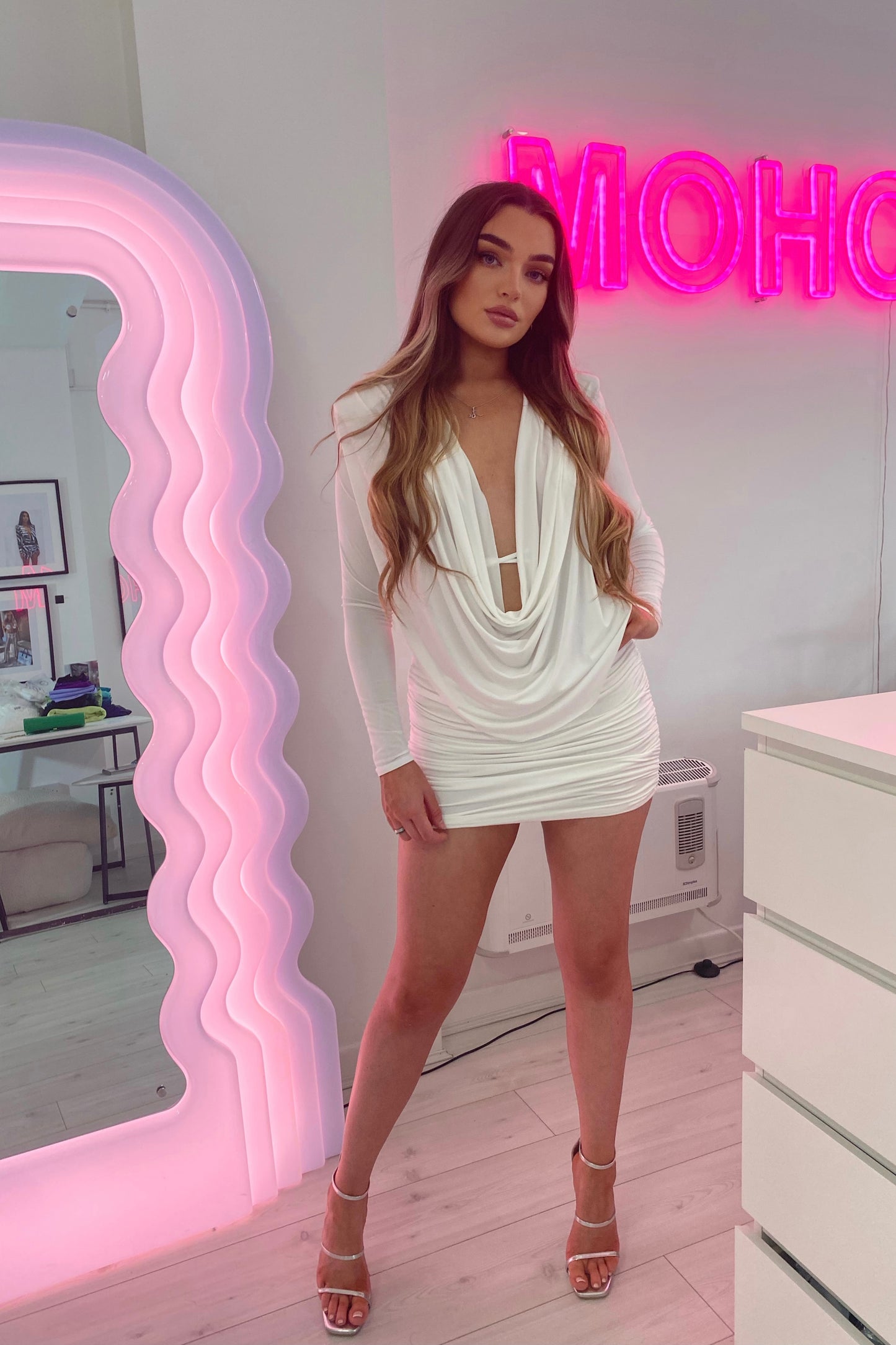 ANNA X SASHA CROP TOP MICRO MINI SKIRT - WHITE - PRE ORDER