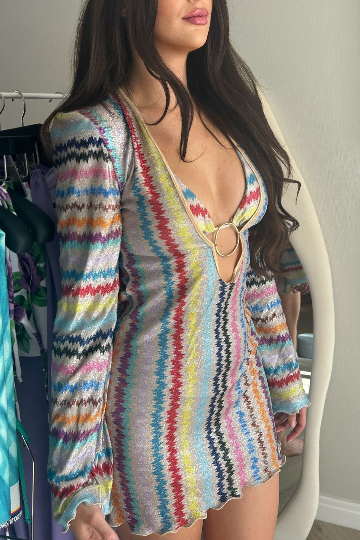 ALAIA PLUNGE KAFTAN DRESS IN AZZARO PRINT