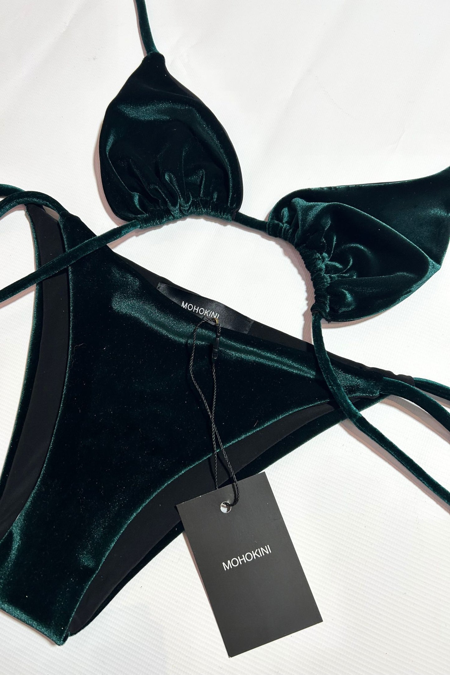 FLORA TRIANGLE BIKINI - BOTTLE GREEN VELVET IN STOCK 8