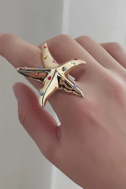 STARFISH GEMSTONE RING  - MULTICOLOUR GEM