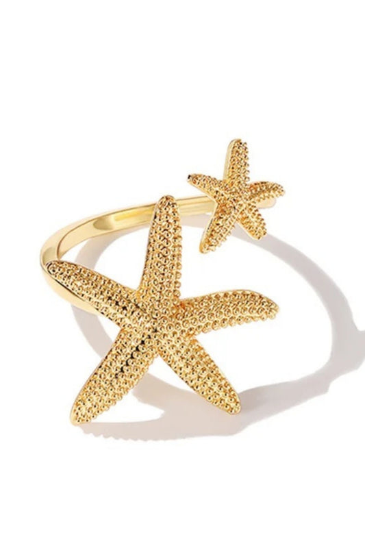 DOUBLE STARFISH OPEN RING  - GOLD