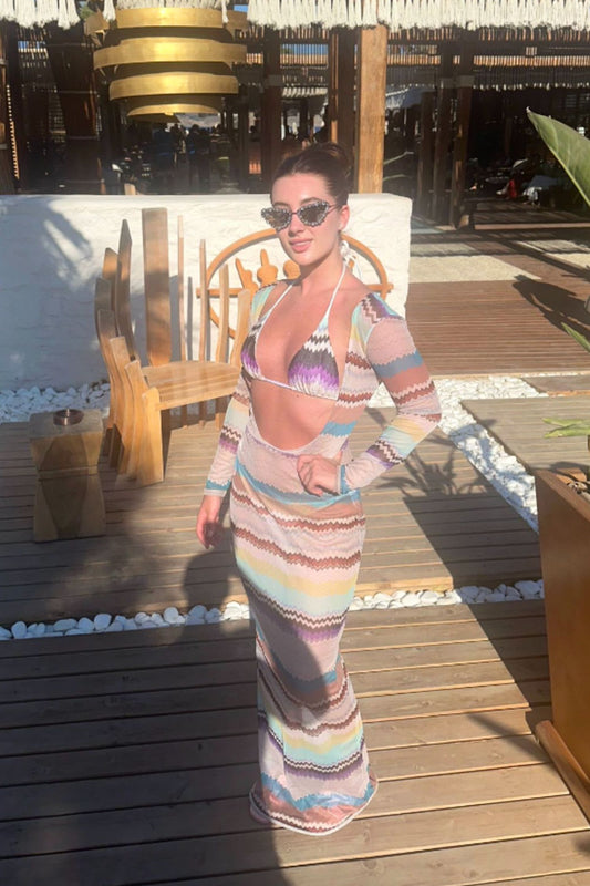 ZAHARA MESH MAXI  DRESS - MYKONOS PRINT