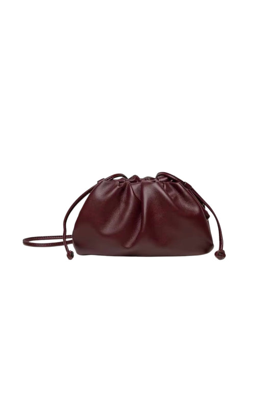 VIVIAN VEGAN LEATHER POUCH BAG - BURGUNDY