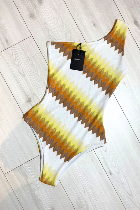 ARIA ONE SHOULDER SWIMSUIT - LEMON OMBRE