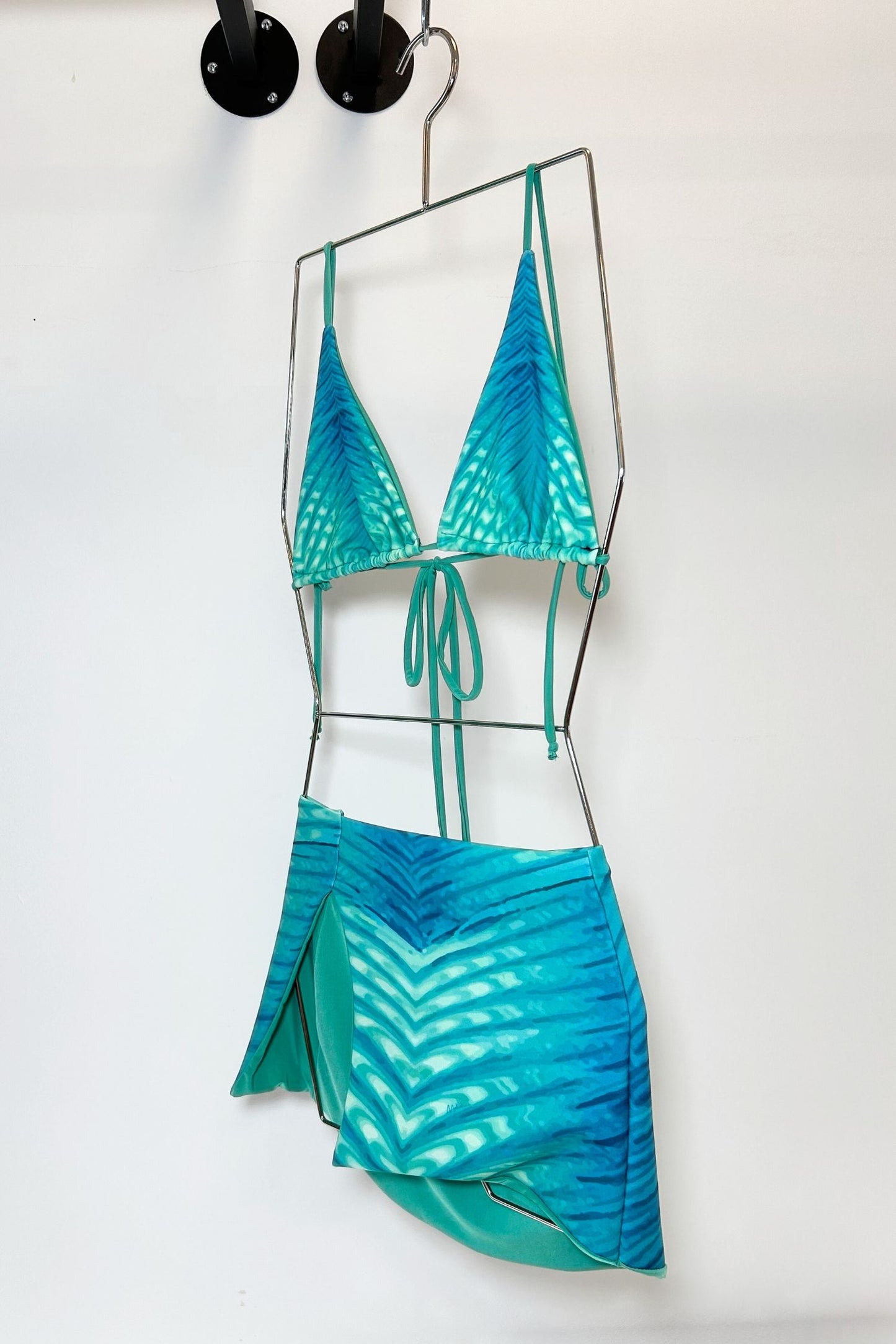 FLORA x ROKSANNA TRIANGLE BIKINI AND SIDE SPLIT MINI SKIRT  - AZURA PRINT