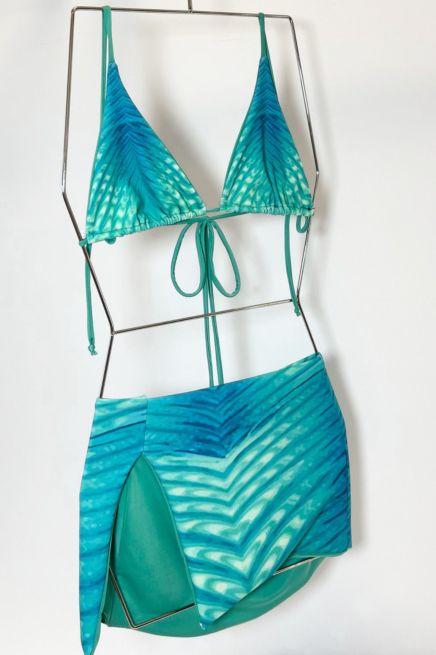FLORA x ROKSANNA TRIANGLE BIKINI AND SIDE SPLIT MINI SKIRT  - AZURA PRINT