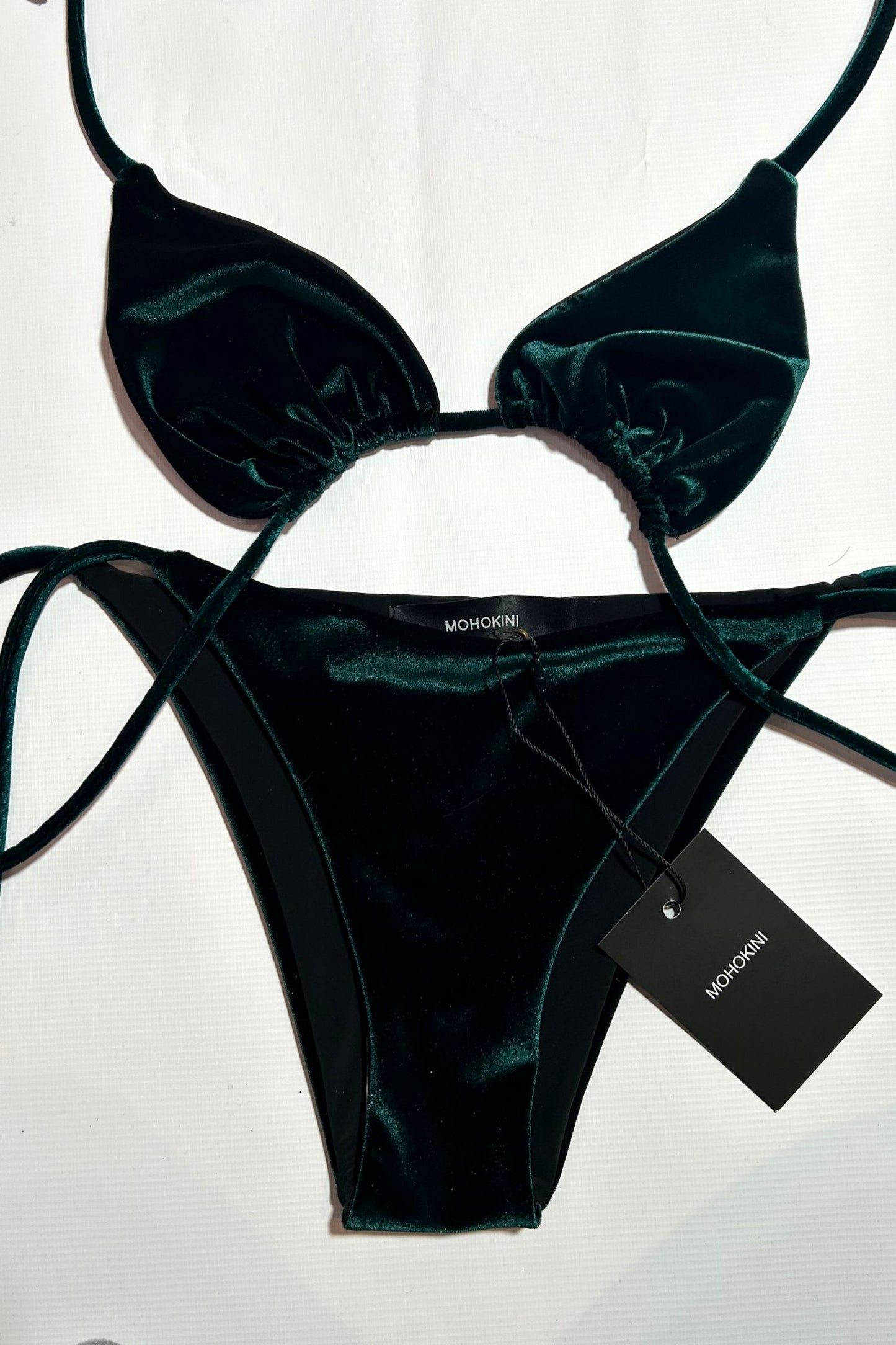 FLORA TRIANGLE BIKINI - BOTTLE GREEN VELVET IN STOCK 8