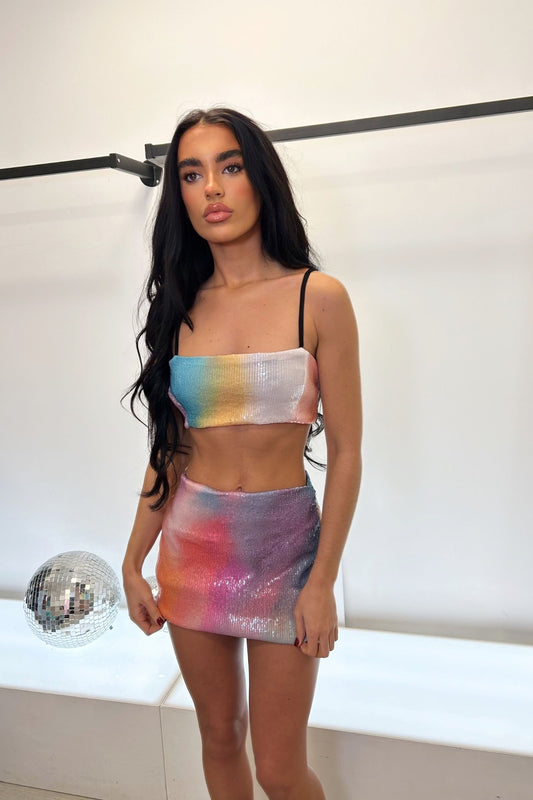 TAYA SEQUIN TOP AND SKIRT CO-ORD