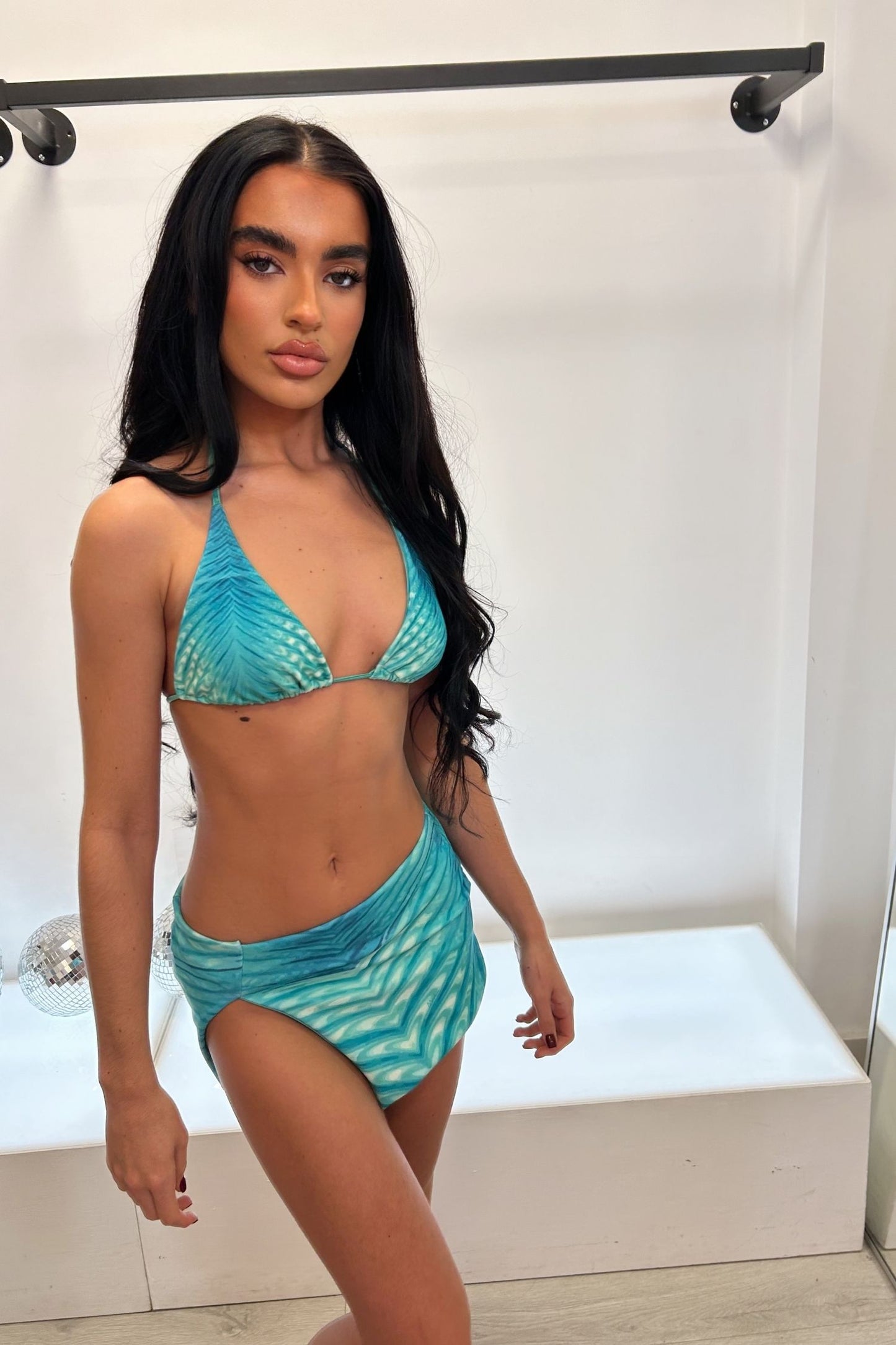 FLORA x ROKSANNA TRIANGLE BIKINI AND SIDE SPLIT MINI SKIRT  - AZURA PRINT