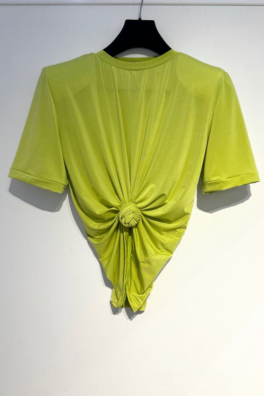 ANNIE PADDED SHOULDER T-SHIRT | LIME - IN STOCK