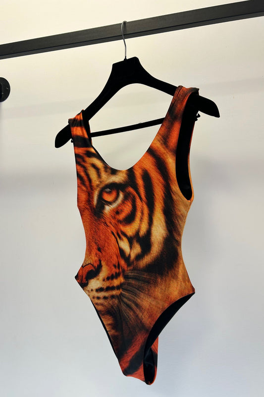CARMEN LOW BACK SWIMSUIT - TIGER PRINT