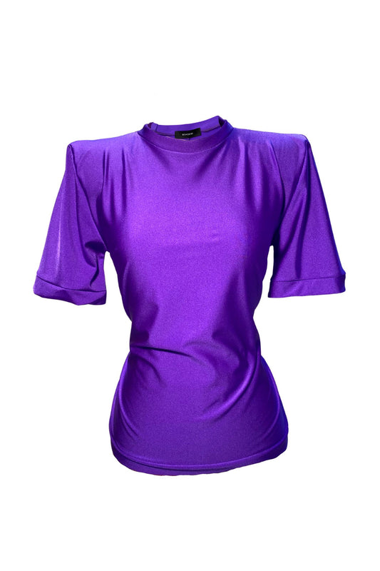 ANNIE PURPLE PADDED SHOULDER T-SHIRT IN STOCK SIZE S